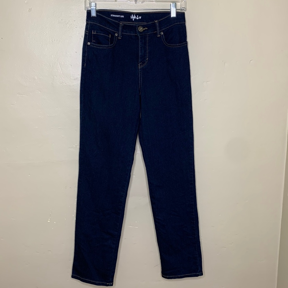 STYLE & Co Jeans CORE Straight Leg Dark Wash 5 Pocket Denim 4P